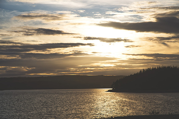 Moody Sunset Over Water.
